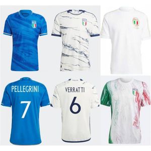 2023 Italie Soccer Jerseys Hommes 125ème anniversaire Pellegrini Dimarco Bonucci Verratti Pinamonti Maillot de football Raspadori Gnonto Politano Grifo Zaniolo Kit enfants