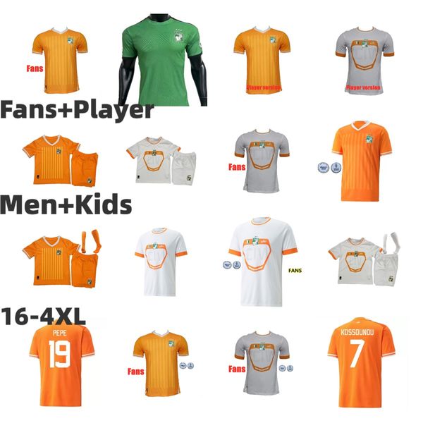 2024 Côte d'Ivoire Soccer Jerseys Équipe nationale de football KESSIE ZAHA Maillots de pied 24 25 Côte d'Ivoire Maillot de football CORNET DROGBA Hommes Uniforme Kit Enfants Chaussettes Ensemble complet