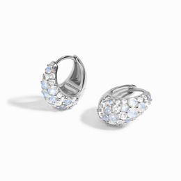 2023 Japanse en Koreaanse Sterling Silver S925 Set met ronde oorbellen met volledige diamant, vrouwelijke en prachtige oorbellen
