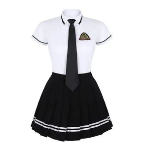 2023 Costume d'uniforme d'écolière japonaise blanc t-shirt à manches courtes haut jupe plissée Cosplay ensemble de costumes d'étudiantes filles coréennes 240301