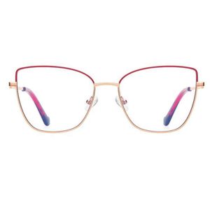 Jiuling – lunettes à monture optique personnalisée, rétro, en métal, œil de chat, Anti-lumière bleue, petite monture, 2023