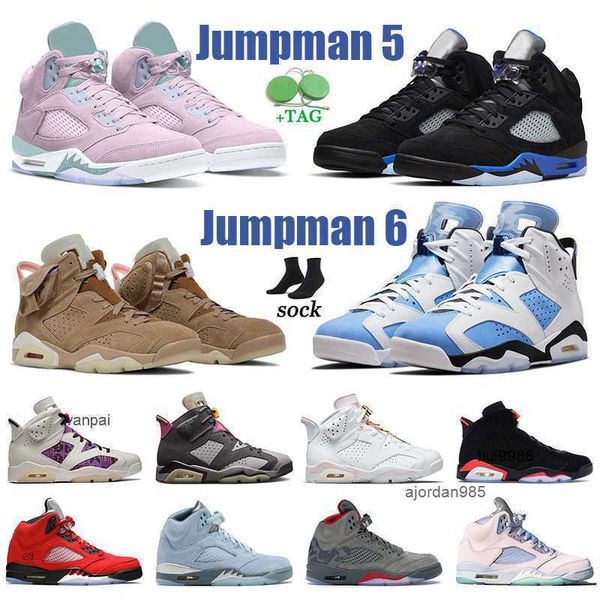 2023 Jumpman 5 les plus récentes chaussures de basket-ball bordeaux sportifs baskets 5s couner bleu raging blue oiseau vert haricot entraîners carmine 6s 6 unc britannique jordon jordab