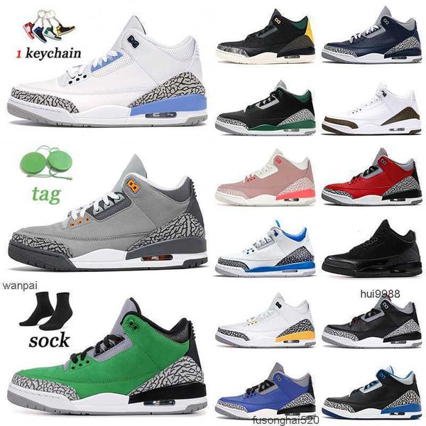 2023 Jumpman III Basketball Chaussures Hommes Femmes Top Qualité UNC Tinker Cool Gris Minuit Marine Pin Vert Rouille Rose Moka Noir Ciment Animal JERDON