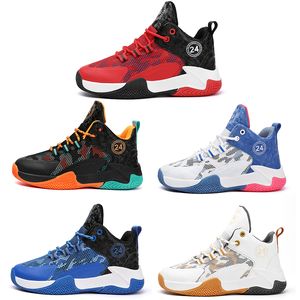 2023 chaussures de basket-ball enfant garçon fille maille respirante blanc bleu noir orange rouge or formateurs sports de plein air jeune