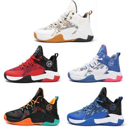 2023 enfant chaussures de basket-ball garçon fille maille respirant blanc bleu noir orange rouge or hommes formateurs sports de plein air