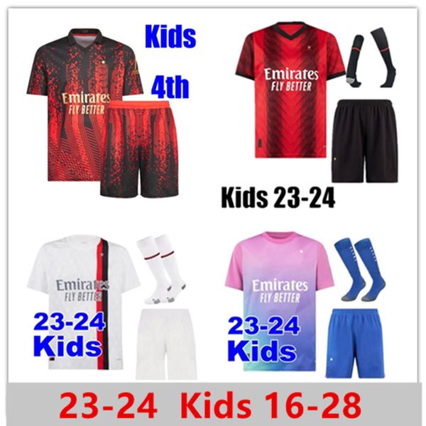 2023 Niños AC MILANS IBRAHIMOVIC KOCHE camisetas de fútbol GIROUD DE KETELAERE R. LEAO TONALI THEO 22/23/24 NUEVA camiseta de fútbol especial cuarto cuarto hombres niños kit uniformes