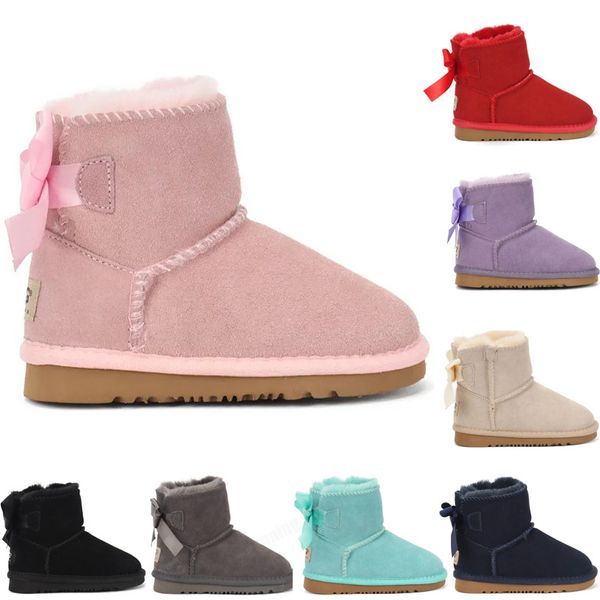 2023 Bottes pour enfants Tasman Pantoufles Australie Ultra Mini Plate-forme Boot pour filles Tazz Slip-on Bottes de neige Enfant Laine Australie Confort Chaussures de créateur d'hiver Bottes pour femmes