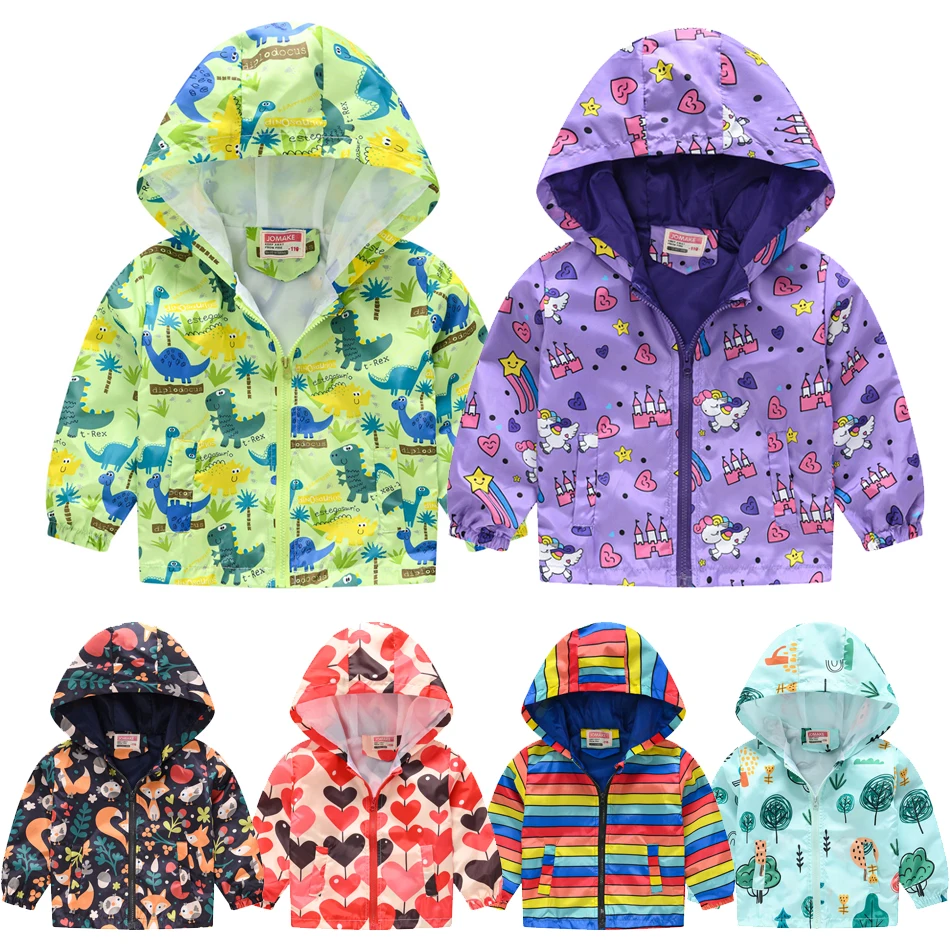 2023 Kids Clothes Boys Jackets Children Hooded Zipper Windbreaker Baby Print Coat Infant Waterproof Hoodies for Girls