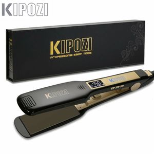 2023 Kipozi Professional Flat Iron Hair Slager met digitaal LCD -display Dual Voltage Instant verwarming Curling 240428