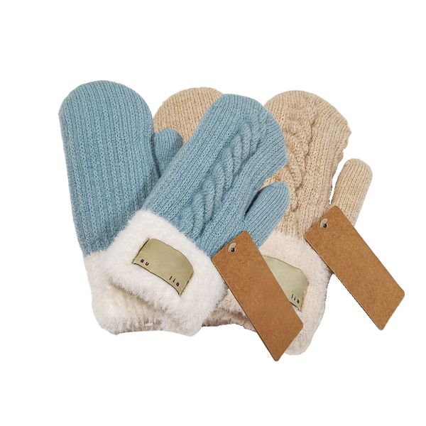 Mitaines tricotées pour hommes et femmes, gants de couple chauds, couleur unie, design classique, automne-hiver, 2023