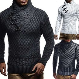 Pull tricoté à col haut pour homme, coupe ajustée, à la mode, 2023