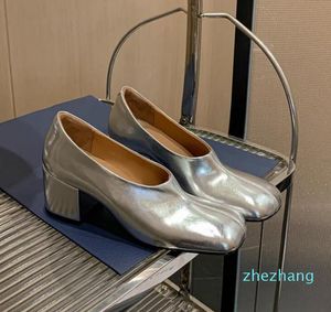 2023-Korean Style Silver Single Shoes Women High Heel Slip On Lady Office Shoes Amazing Shade Shoes Big Size 35-42