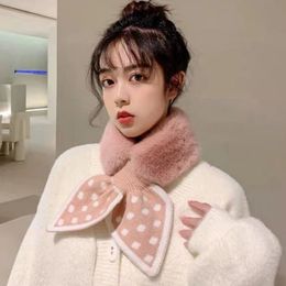 2023 Coréen Hiver Faux Rabbit Fur Scarf Femmes Softs Brancs Soft Womens Col Cold Châf Châf plus chaud 240417