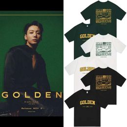 2023 KPOP GOUDEN Ronde Hals Katoenen T Korte Mouw Casual Top Man/vrouwen Paar Shirts