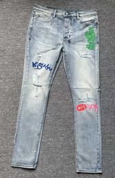 2023 Kusbi Jeans Mens Designers Pants Ksb Men's Spring / summer Washed-out with Holes Slim Fitting Stretch 30-40etymfv2f