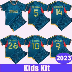 2023 LA Galaxy CHICHARITO Kids Kit Soccer Jerseys D.COSTA JOVELJIC AGUIRRE ALVAREZ Camiseta de fútbol visitante Uniformes de manga corta para niños