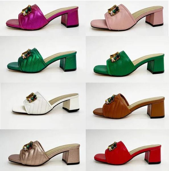 Sandales à talons hauts pour femmes, classiques de styliste, pantoufles d'été élégantes pour femmes matures, taille 35 à 43, 2023
