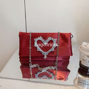 2023 Sacs à bandoulière pour dames 4 couleurs doux sac de chaîne de diamant de luxe doux couleur unie pliant Oxford femmes sacs à main banquet robe de mariée dîner sac à main