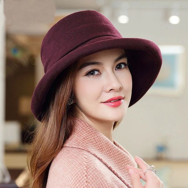 Chapeau seau en laine pour femme, chapeau de neige chaud et élégant, de bonne qualité, Fedora élégant, collection hiver 2023, 240127