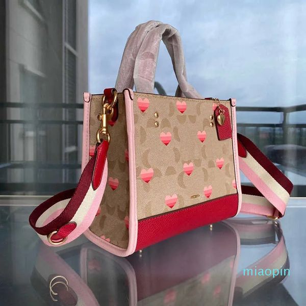 Bolso de mano con diseño en forma de corazón para mujer, bolso de hombro de diseñador, bolso de mano, bolso de compras de cuero de lujo para mujer, billetera