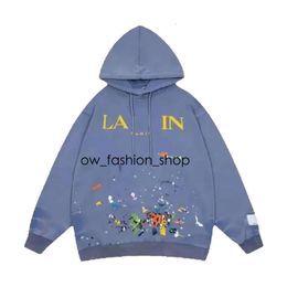 2023 Lanvin Sweat à capuche Sweats à capuche pour hommes Sweatshirts Designer Classic Fashion Tide Loose et polyvalent Splash-ink Graffiti imprimé714 647 205