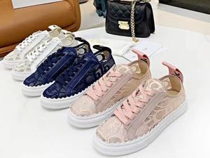 2023 c h l o e zapatos de diseñador de encaje clásico encaje de verano bordado zapatos planos para correr zapatillas deportivas casuales suela gruesa malla moda marca de lujo mujeres zapatillas de deporte de malla