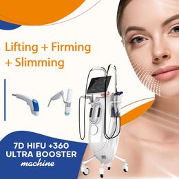 2023 Últimas 7D Hifu Máquina de terapia de ultrasonido Contorno que forma el cuerpo que adelgaza la piel antiarrugas que aprieta el equipo de belleza envío gratis 2 manijas de la máquina