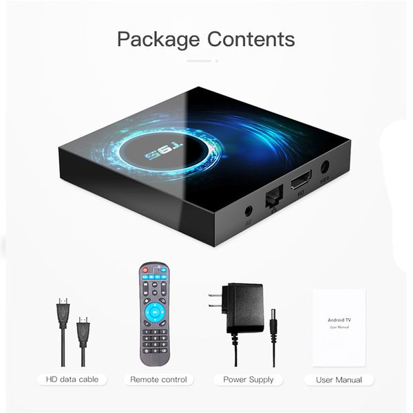 2023 Último T95 TV Smart TV Android 10.0 6k 2.4g 5G Wifi 3d 16G 32GB 64GB 4K H616 Caja de cuádruple Caja de reproductor de reproductor de medios