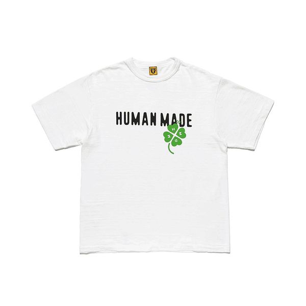 2023 Lettre Feuille Verte Impression HUMAN MADE T-shirts pour hommes 100% coton Tissu confortable T-shirt à manches courtes pour hommes femmes S-2XL Japan Tide Brand Tee