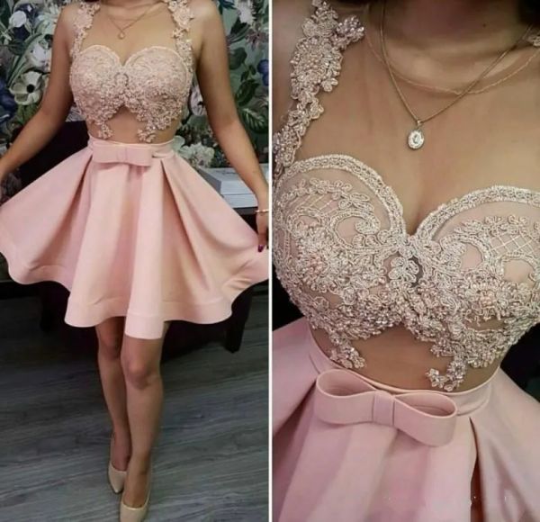 2023 Robes de bal rose clair Une ligne sans manches en dentelle perlée scintillante Illusion d'appliques sur mesure Robe de soirée plissée froncée Robe de soirée formelle Occasion Wear Robes Plus Taille