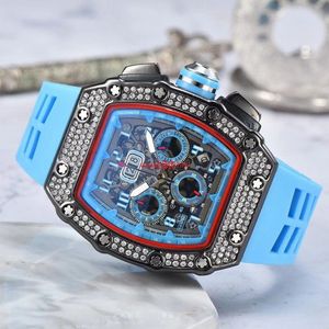 2023 Limited Edition Men's Watch 6-pins diamant wijzerplaat Automatisch datum topmerk luxe volledige functie Quartz horloge siliconen band