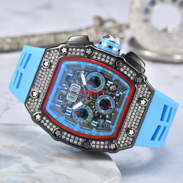 Reloj para hombre de edición limitada 2023, esfera de diamante de 6 pines, fecha automática, marca superior, reloj de cuarzo con función completa de lujo, correa de silicona