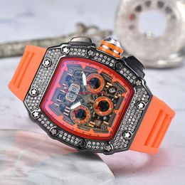 2023 édition limitée montre top marque luxe pleine fonction montre à quartz bracelet en silicone 3 aiguilles diamant montre automatique date