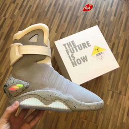 2023 Venta limitada Cordones automáticos Zapatos Air Mag Sneakers Marty Mcfly's air mags Led Back To The Future Glow In The Dark Grey Boots Mcflys Man Sports