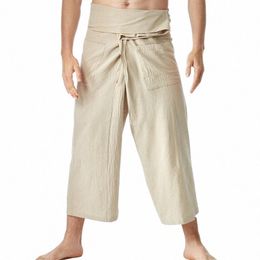 2023 Lin Summer Thai Fisherman Wrap Pantalon Cott Hommes Femmes Lâche Yoga Médiéval Japonais Samurai Pantalon Unisexe Kimo Pantalon U6fD #