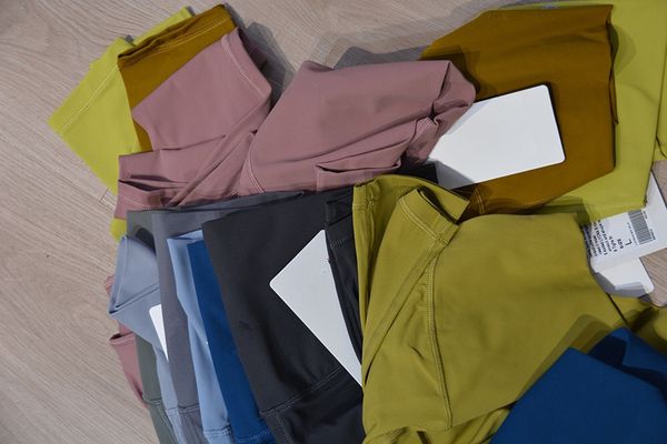 2023 LL pantalones de Yoga de Color sólido para mujer, ropa deportiva de cintura alta para gimnasio, mallas elásticas para Fitness, pantalones deportivos para mujer al aire libre