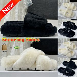 Pantoufles de créateurs de mode pour femmes, diapositives en peau de mouton, sandales croisées, pantoufles noires et blanches, sandales décontractées, chaussures classiques, EUR 35-40