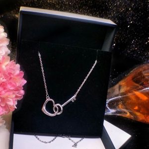 2023 joli pendentif mignon colliers long argent mince chaîne en acier inoxydable anneau de coeur conception clé collier femme avec sac à poussière et boîte