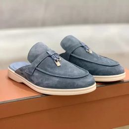 2023 LP PIANA zapatillas zapatos casuales Encantos de verano embellecidos Paseo de gamuza Salón de lujo Zapatos de mula Pisos sin cordones de cuero genuino para hombres, mujeres Calzado de fábrica de lujo