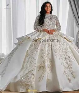 2023 Style arabe luxueux A Ligne Robes de mariage manches longues plus taille gonflée princesse paillettes scintillantes robes de fête nuptiale robe de mariage dhl