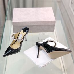 2023 Luxe bing dames kleding schoenen London High Heels dames kristallen band pompen ontwerper dame patent suède hiel sandalen met doos klassieke dames trouwschoenen sandaal