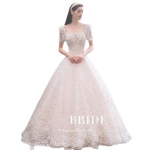 2023 luxe cristal perles robe de mariée encolure dégagée perlée appliques 3D une ligne robes de mariée vintage élégant robes sur mesure