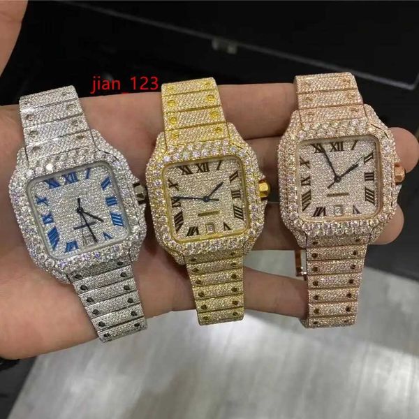 2023 Luxury personnalisé VVS Automatic D Moissanite Gra Certified Tendance 18 Gold Moisanite Diamond Mens Watch