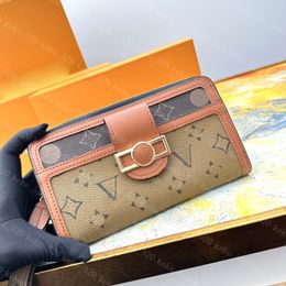 2023 Luxe Design Clutch Bags Heren Dames Portemonnee Pochette Voyage Real Leather Verticale Brazza Portemonnee Krant Zippy Rits Vintage portemonnee M69162