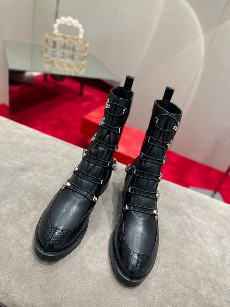 Bottes Martin pour femmes, design de luxe, nouvelle industrie lourde, en pierre importée, en cuir de vache, taille 34 à 43, 2023