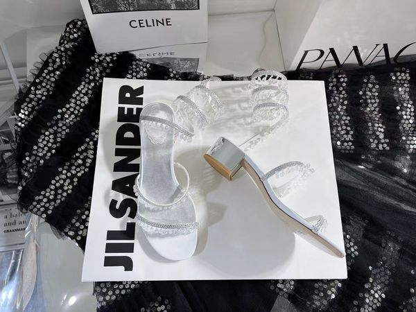 2023 design de luxe sandales Serpentine éclater rouge série cristal lumière pendentif enveloppé bracelet de cheville talon haut sandales chunky