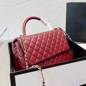 2023 Bolso de diseñador de lujo Classic Coco Handle Tote Bag Designer Mini Bag Top Caviar Becerro Cuero Acolchado Cadena A Cuadros Manija Sola Flap Bolsos de mujer