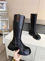 2023 Luxe Designer laarzen dames Martin houten cowboy sneeuw zwart leer luxe hoge hakken 35-41