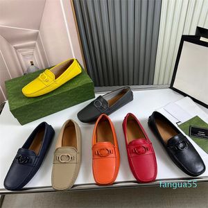 2023- Designer de luxe Hommes Mocassins Chaussures Jaune Bleu Orange Mocassins Chaussures Slip sur Hommes Robe Original Mâle Bureau Fête Mariage Drive Casual