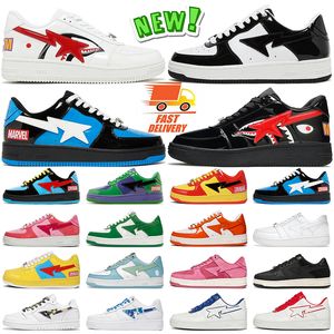 2023 chaussures de course de luxe plate-forme baskets basses sk8 hommes formateurs en cuir verni requin noir blanc rose hommes femmes entraîneur de sport en plein air